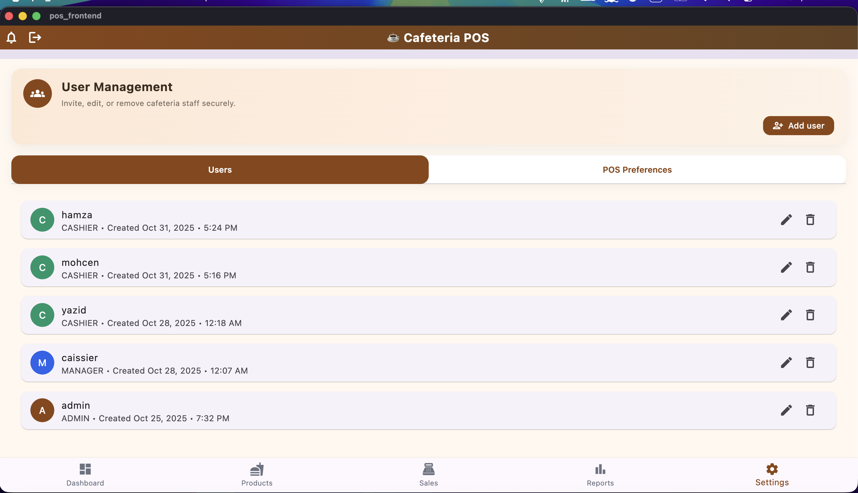 POS System Dashboard